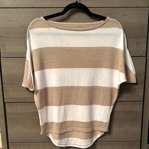 Women’s INC Striped Beige and White Top